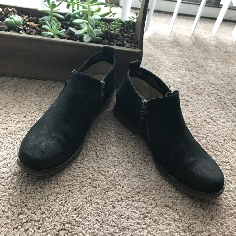 Black Suede Leather Booties